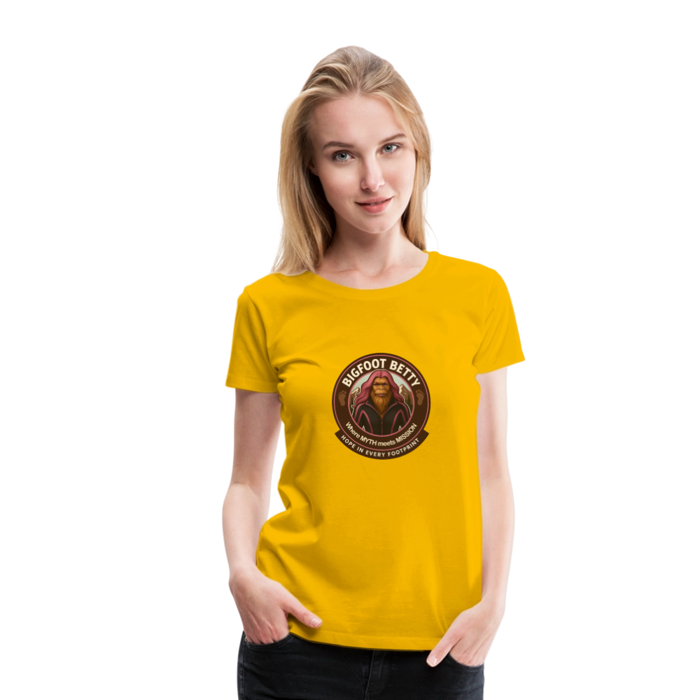 Women’s Premium T-Shirt - Hope in Every Footprint (RETRO) - sun yellow
