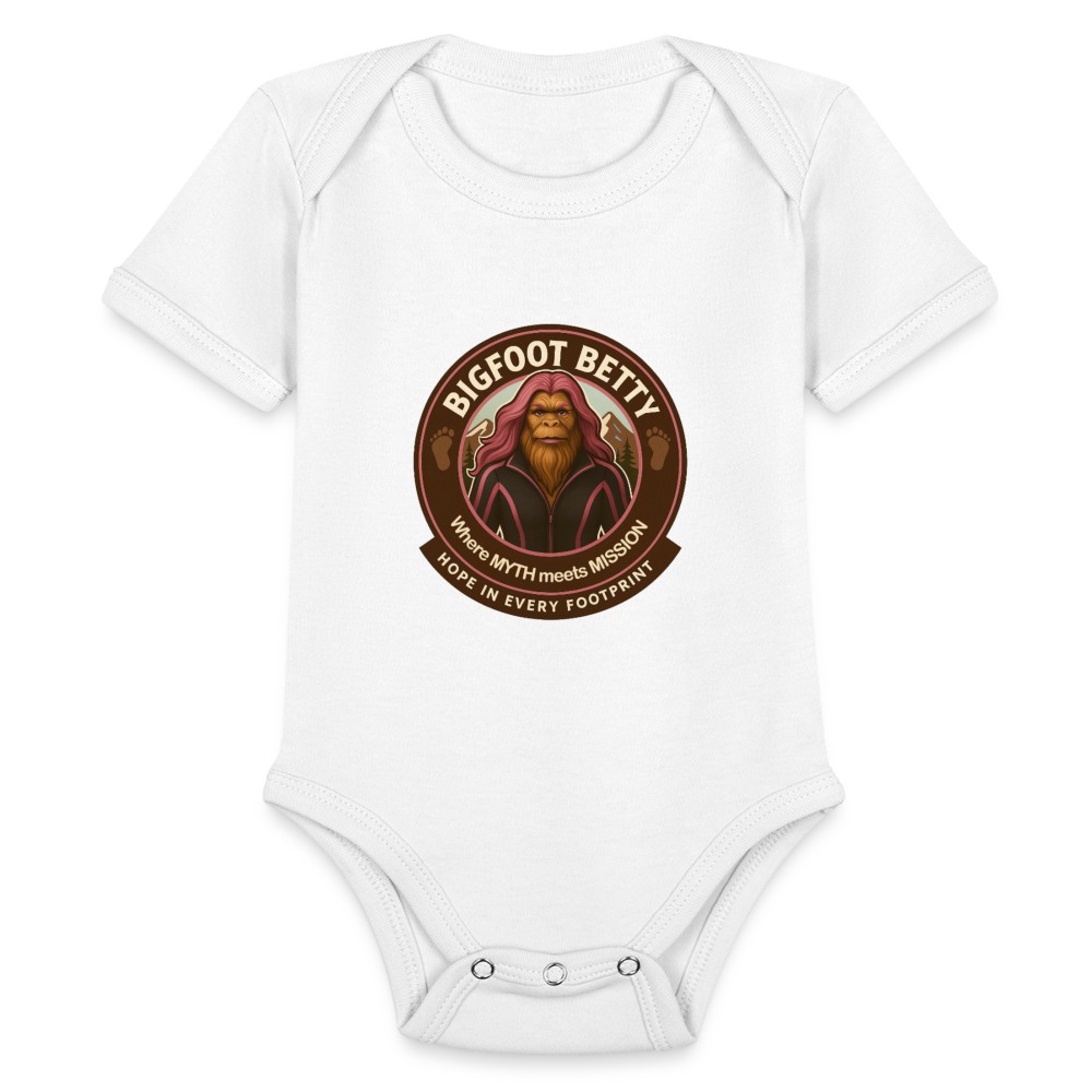 Organic Short Sleeve Baby Bodysuit - Hope in Every Footprint (RETRO) - white