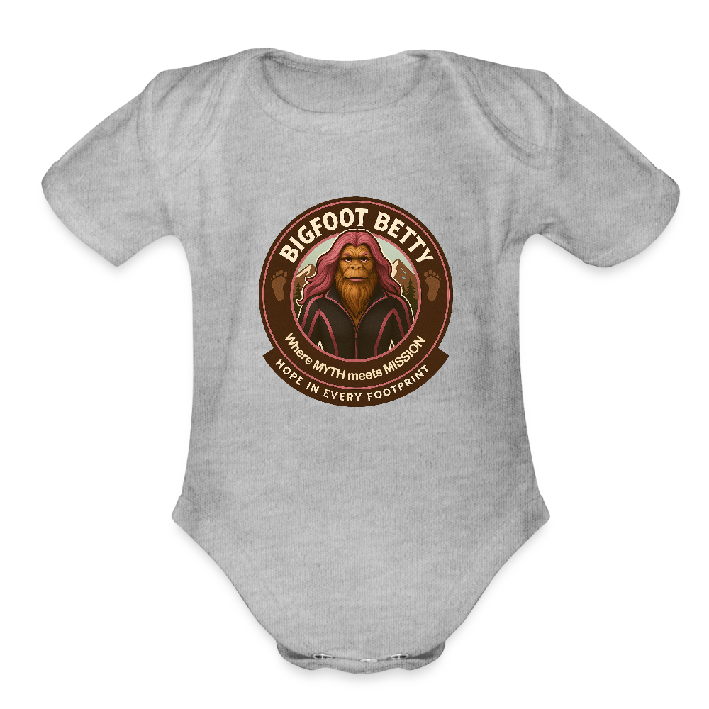 Organic Short Sleeve Baby Bodysuit - Hope in Every Footprint (RETRO) - heather grey