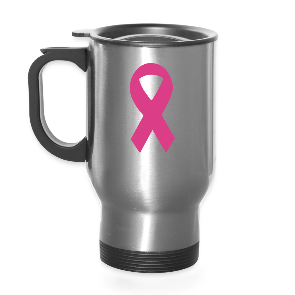Travel Mug - BFB Pink Ribbon - silver