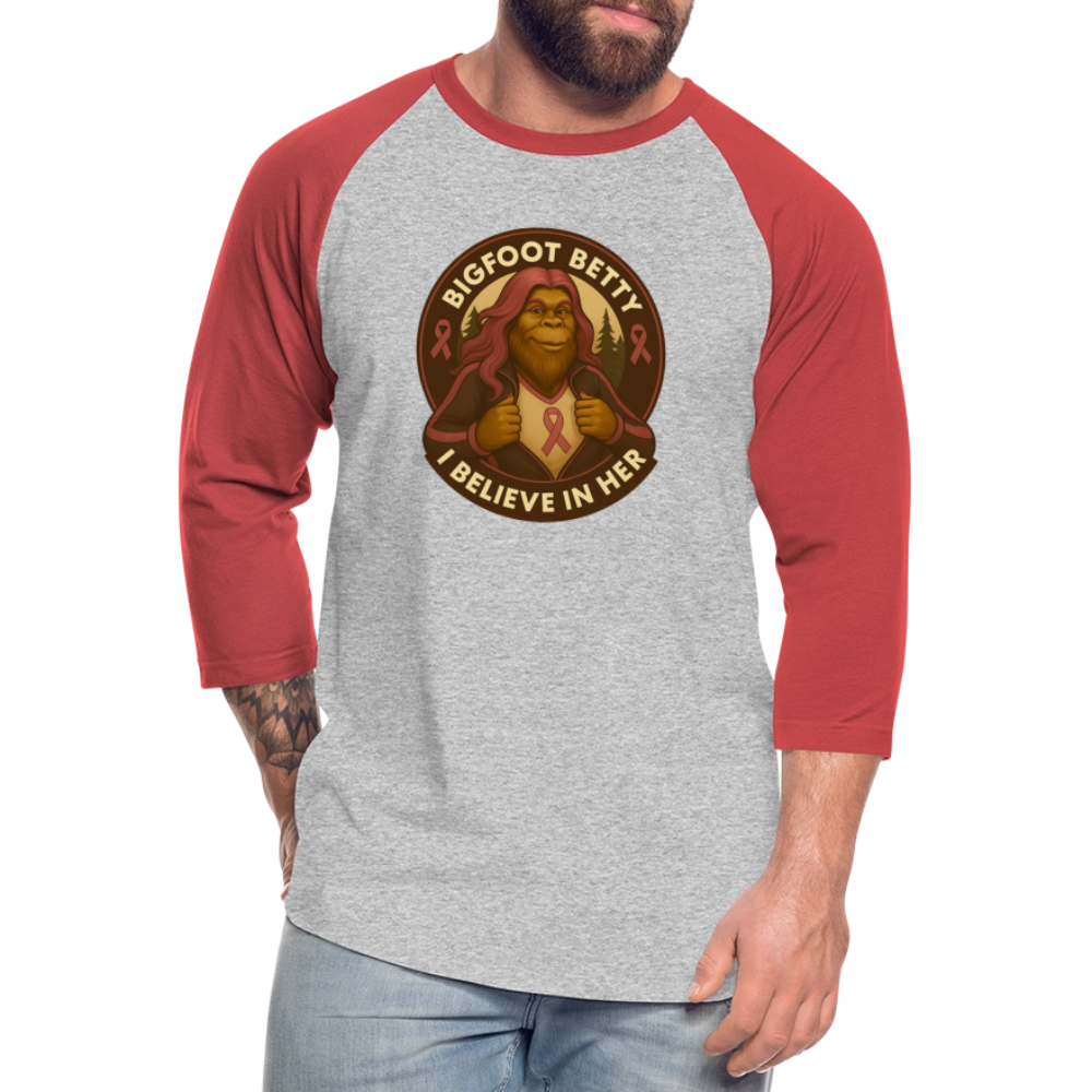 Baseball T-Shirt - I Believe In Her (RETRO) - heather gray/red