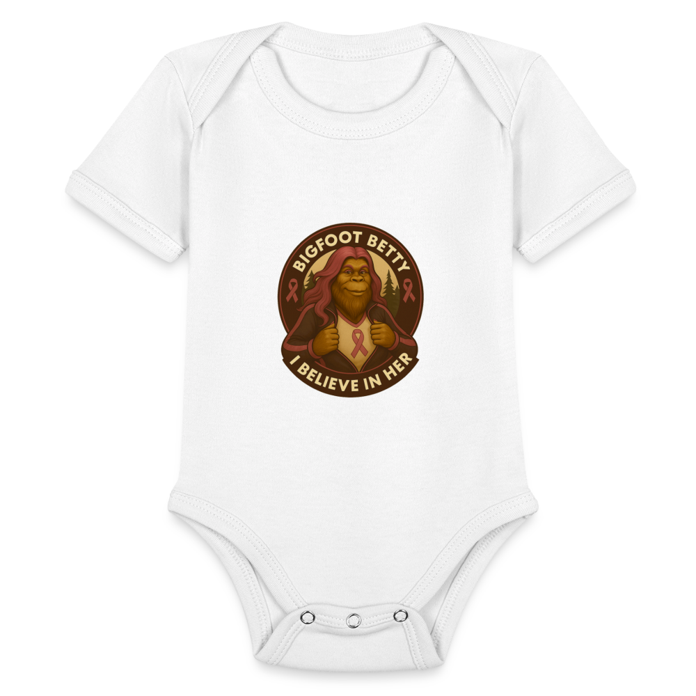 Organic Short Sleeve Baby Bodysuit - I Believe In Her (RETRO) - white