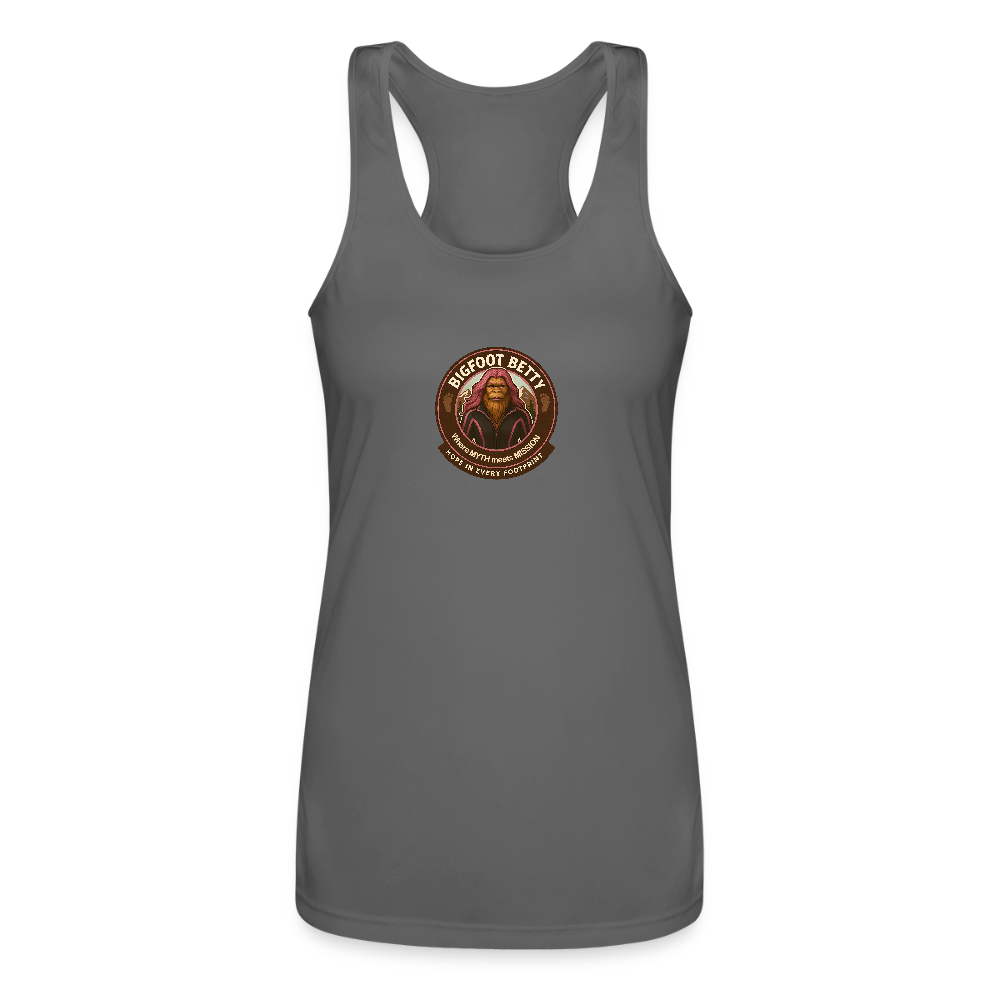 Women’s Performance Racerback Tank Top - Hope in Every Footprint (RETRO) - charcoal