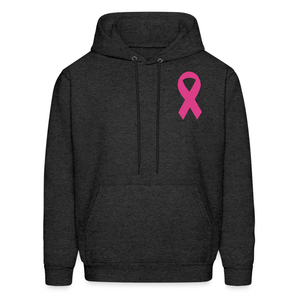 Men's Hoodie - I Believe In Her (RETRO) PINK RIBBON - charcoal grey