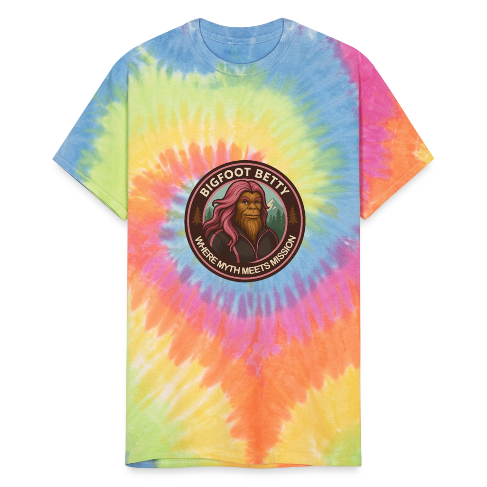 Unisex Tie Dye T-Shirt - Where Myth Meets Mission (RETRO) - rainbow