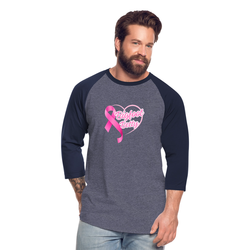 Baseball T-Shirt - BFB Pink Ribbon - heather blue/navy