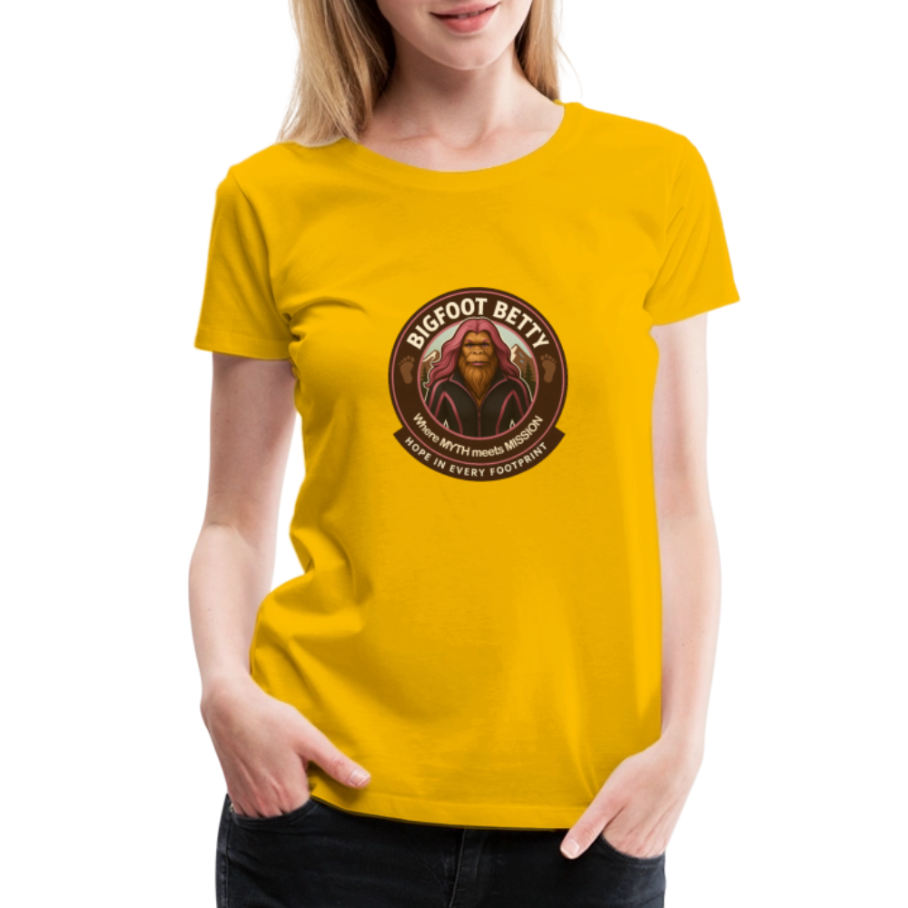 Women’s Premium T-Shirt - Hope in Every Footprint (RETRO) - sun yellow