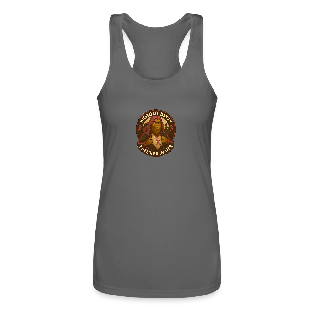 Women’s Performance Racerback Tank Top - I Believe In Her (RETRO) - charcoal