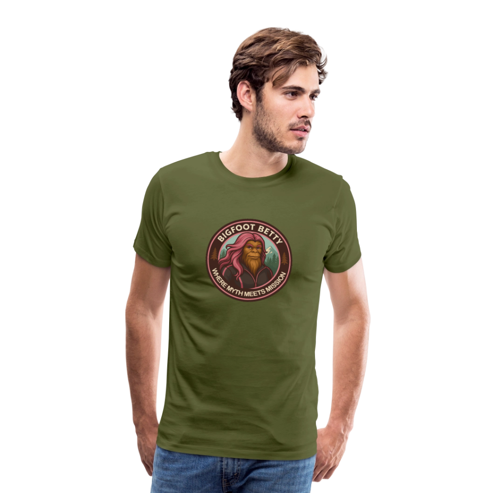 Men's Premium T-Shirt - Hope in Every Footprint (RETRO) - olive green