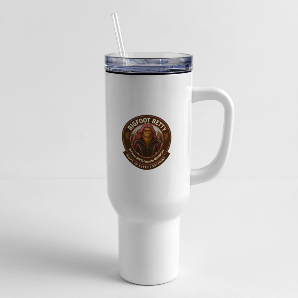 40 oz Travel Tumbler - Hope in Every Footprint (RETRO) - white