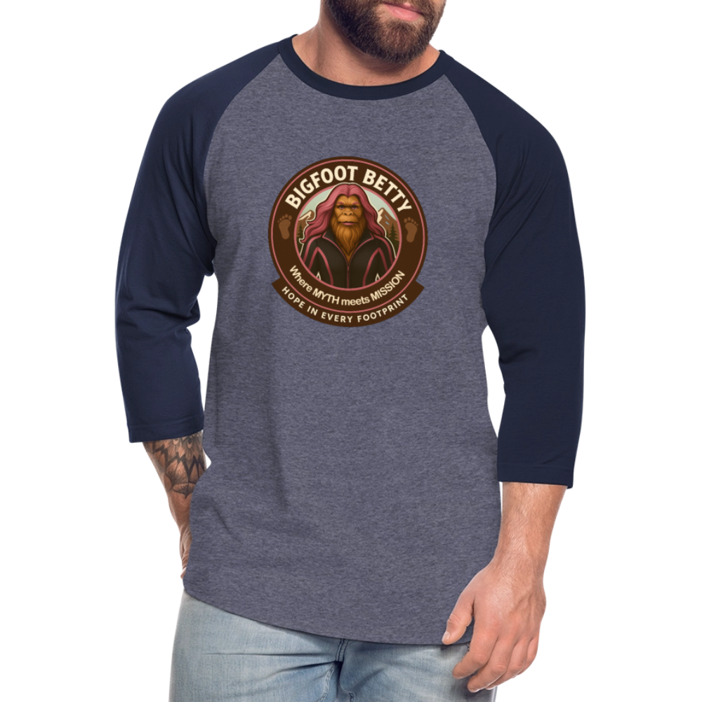 Baseball T-Shirt - Hope in Every Footprint (RETRO) - heather blue/navy