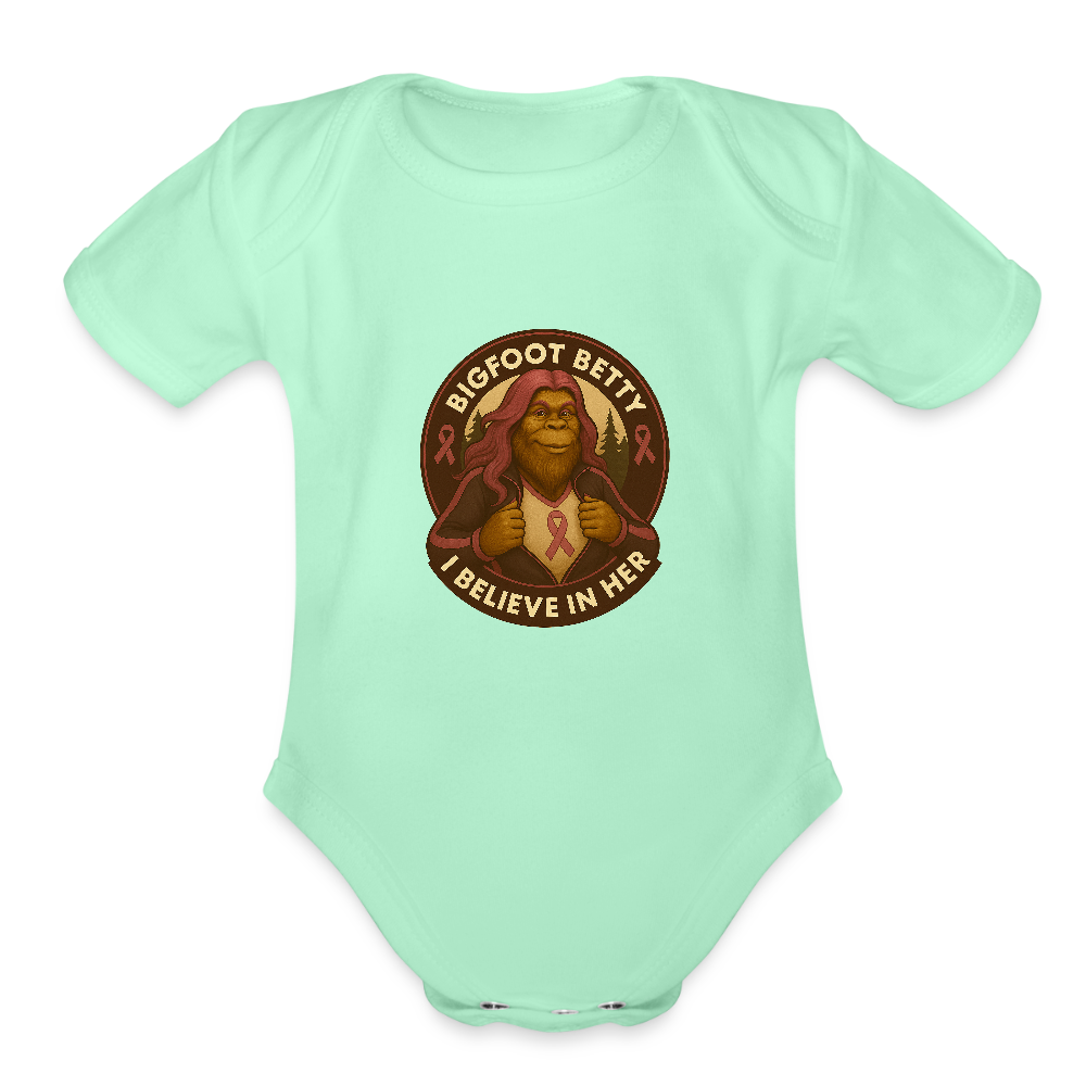 Organic Short Sleeve Baby Bodysuit - I Believe In Her (RETRO) - light mint