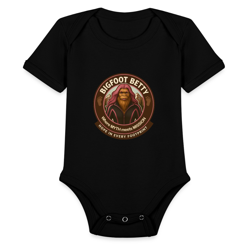 Organic Short Sleeve Baby Bodysuit - Hope in Every Footprint (RETRO) - black