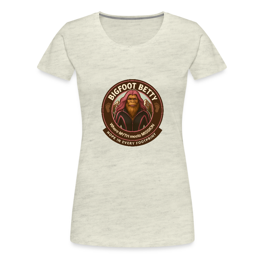 Women’s Premium T-Shirt - Hope in Every Footprint (RETRO) - heather oatmeal