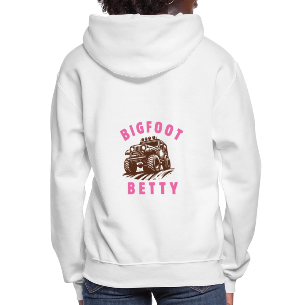 Women's Hoodie - BIGFOOT BETTY - JEEP - PINK RIBBON - white