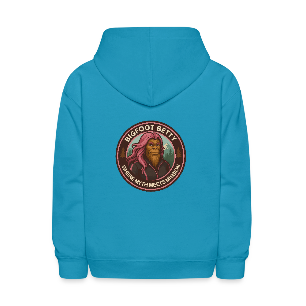 Kids' Hoodie - Where Myth Meets Mission (F/B) (RETRO) - turquoise