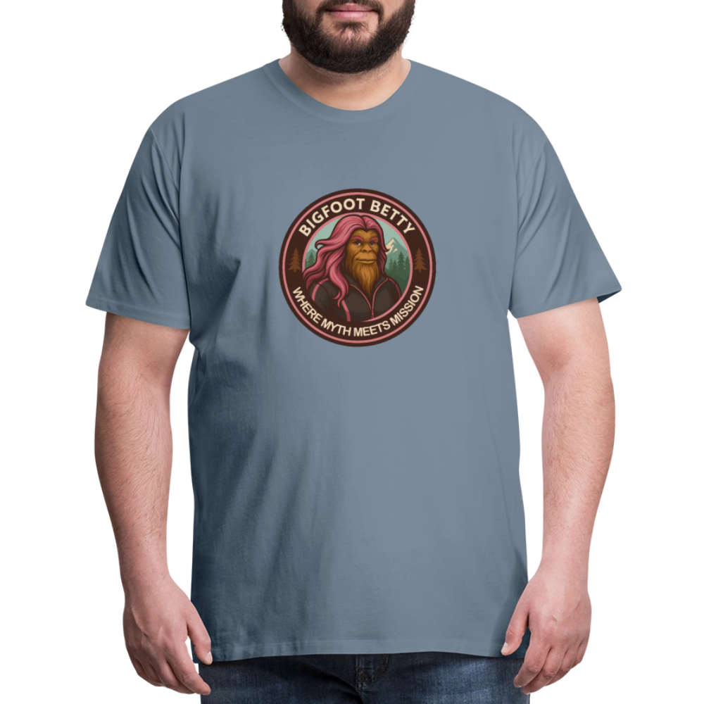 Men's Premium T-Shirt - Where Myth Meets Mission (RETRO) - steel blue