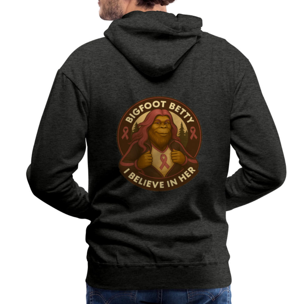 Men’s Premium Hoodie - I Believe In Her (F/B) (RETRO) PINK RIBBON - charcoal grey