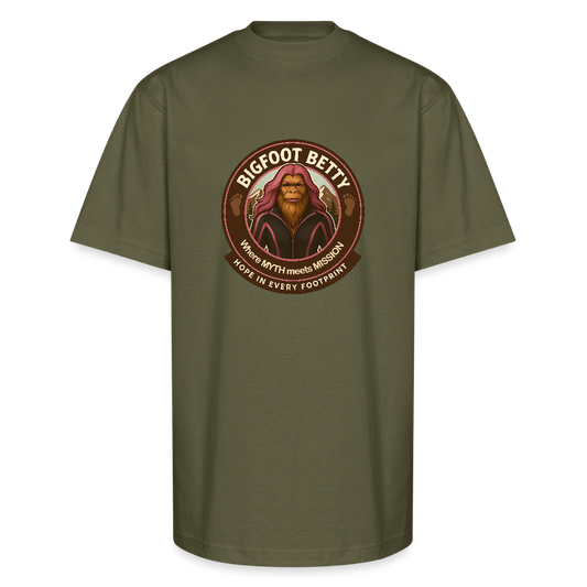 Unisex Oversized Heavyweight T-Shirt - Hope in Every Footprint (RETRO) - classic olive