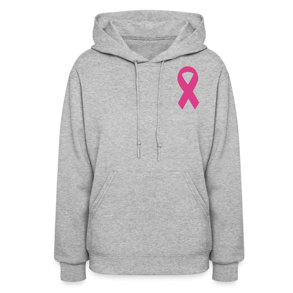 Women's Hoodie - Hope in Every Footprint (F/B) (RETRO) PINK RIBBON - heather gray
