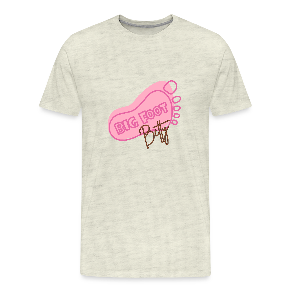 Men's Premium T-Shirt - BFB FootPrint - heather oatmeal