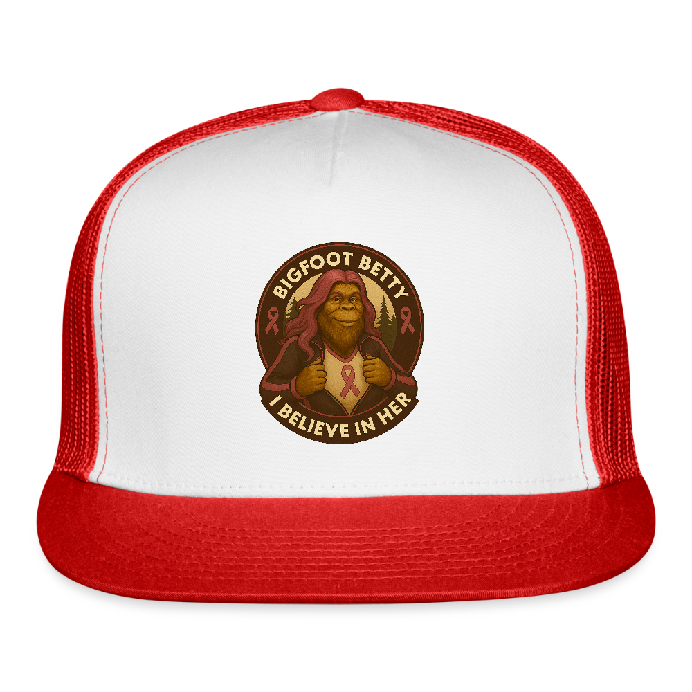 Trucker Hat - I Believe In Her (RETRO) - white/red