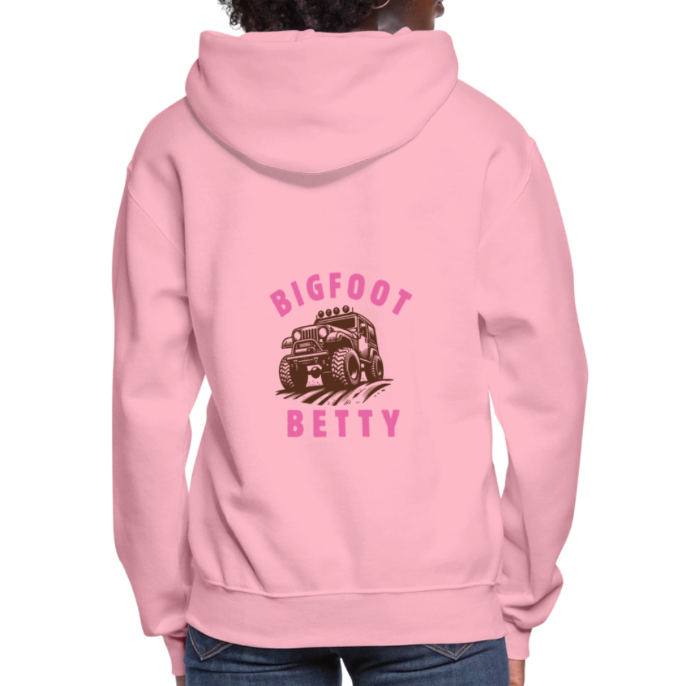 Women's Hoodie - BIGFOOT BETTY HEART - JEEP - PINK RIBBON - classic pink