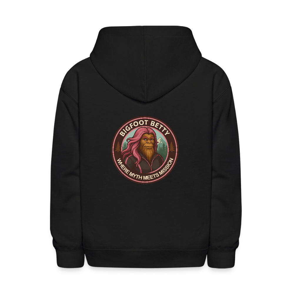 Kids' Hoodie - Where Myth Meets Mission (F/B) (RETRO) - black