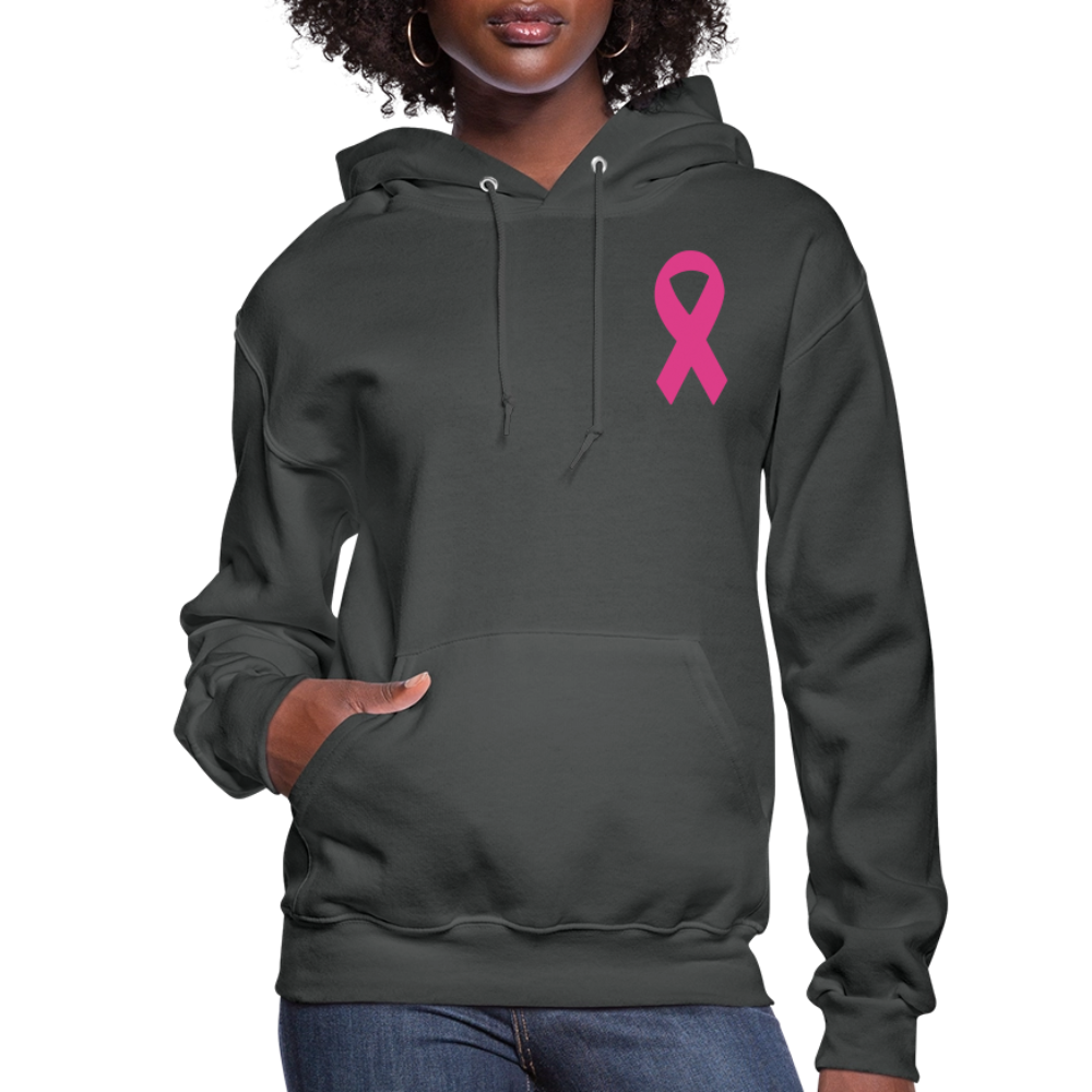 Women's Hoodie - Hope in Every Footprint (F/B) (RETRO) PINK RIBBON - asphalt