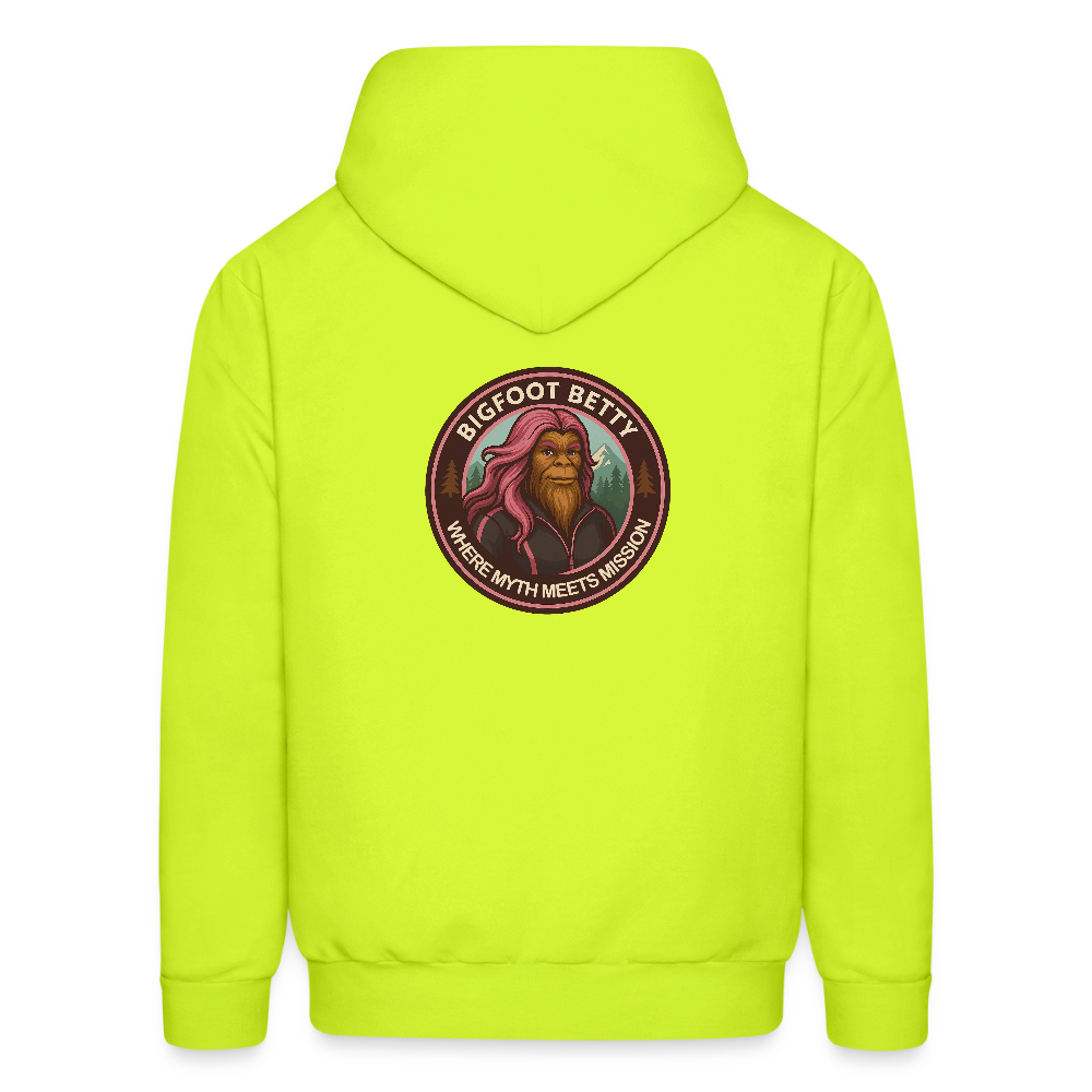 Men's Hoodie - Where Myth Meets Mission (F/B) (RETRO) - safety green