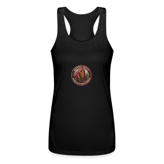 Women’s Performance Racerback Tank Top - Where Myth Meets Mission (RETRO) - black