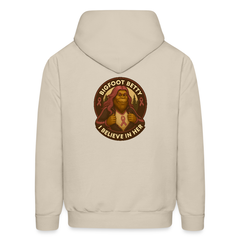 Men's Hoodie - I Believe In Her (RETRO) PINK RIBBON - Sand