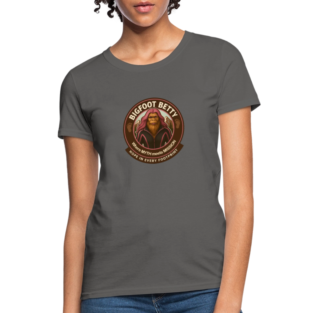Women's T-Shirt - Hope in Every Footprint (RETRO) - charcoal