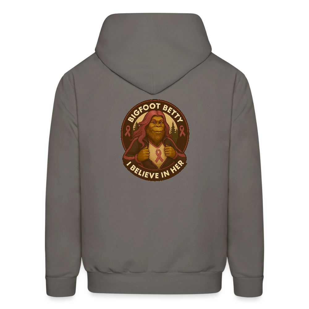 Men's Hoodie - I Believe In Her (RETRO) PINK RIBBON - asphalt gray