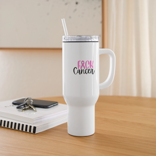 40 oz Travel Tumbler - FK Cancer BFB - white