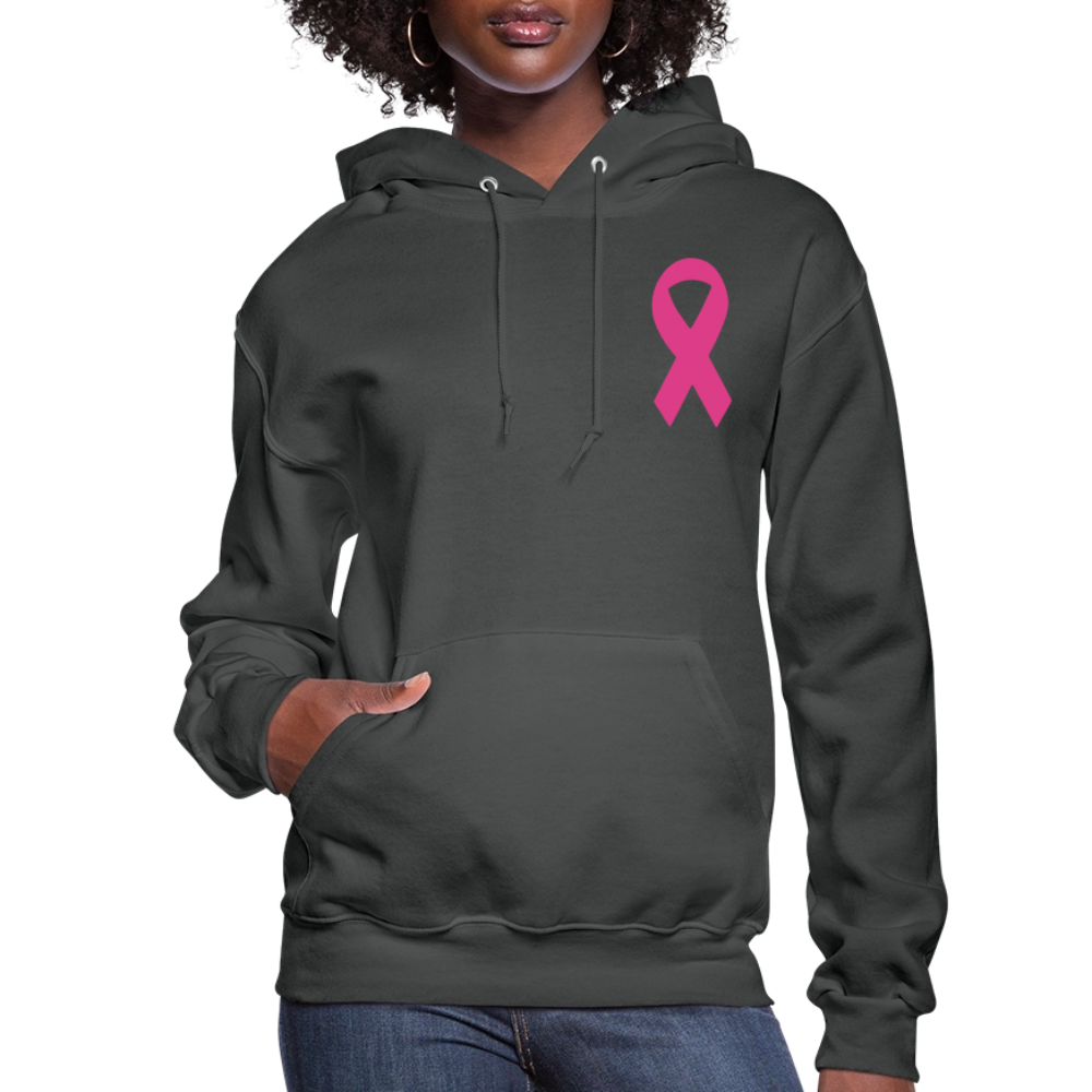 Women's Hoodie - Where Myth Meets Mission (F/B) (RETRO) PINK RIBBON - asphalt