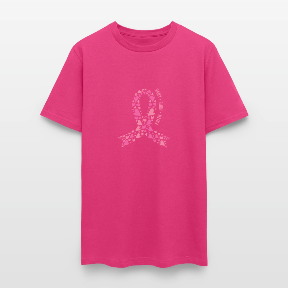 Faith Hope Love - Cancer Ribbon Tee - fuchsia