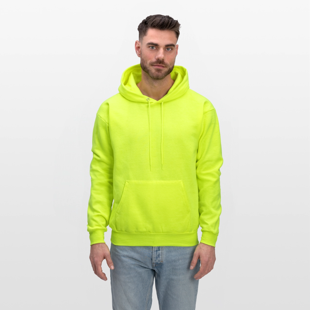 Men's Hoodie - Where Myth Meets Mission (RETRO) - safety green