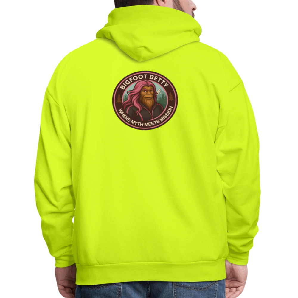 Men's Hoodie - Where Myth Meets Mission (RETRO) - safety green