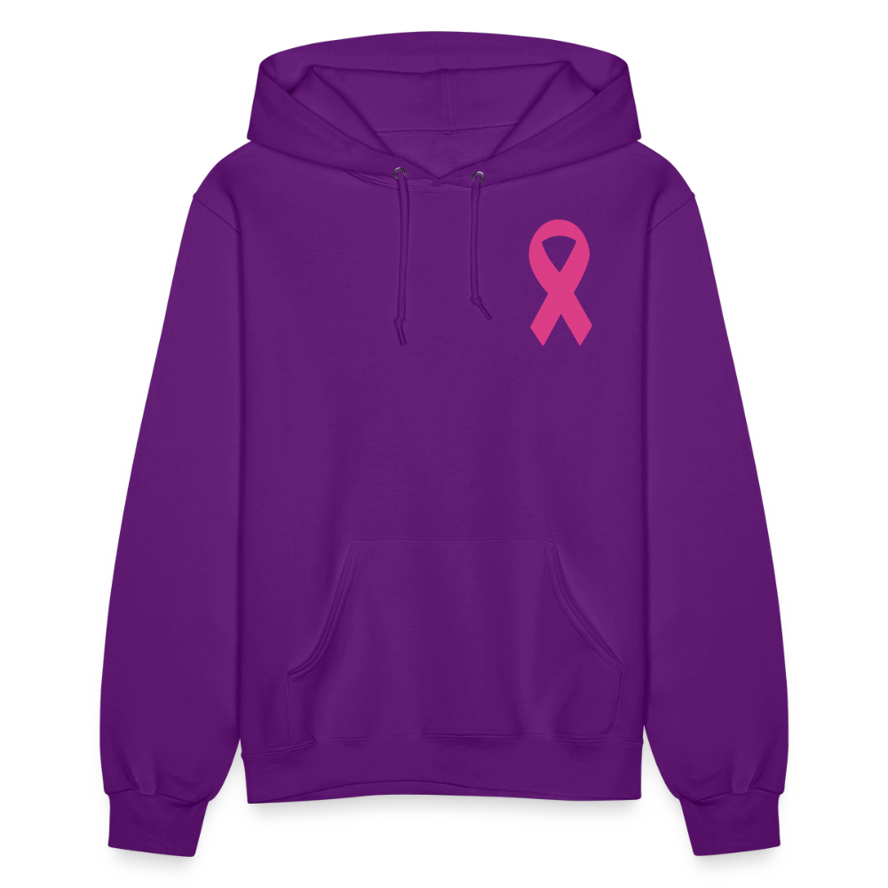 Women's Hoodie - Hope in Every Footprint (F/B) (RETRO) PINK RIBBON - purple