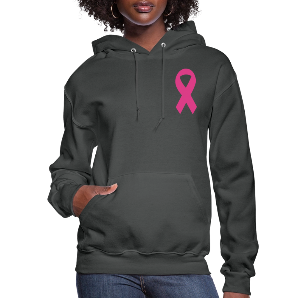 Women's Hoodie - I Believe In Her (F/B) (RETRO) PINK RIBBON - asphalt