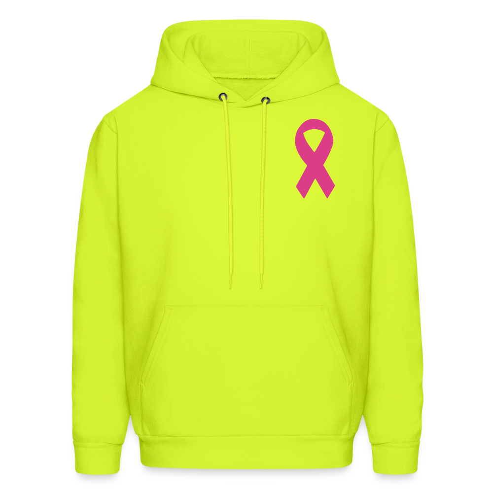 Men's Hoodie - I Believe In Her (RETRO) PINK RIBBON - safety green