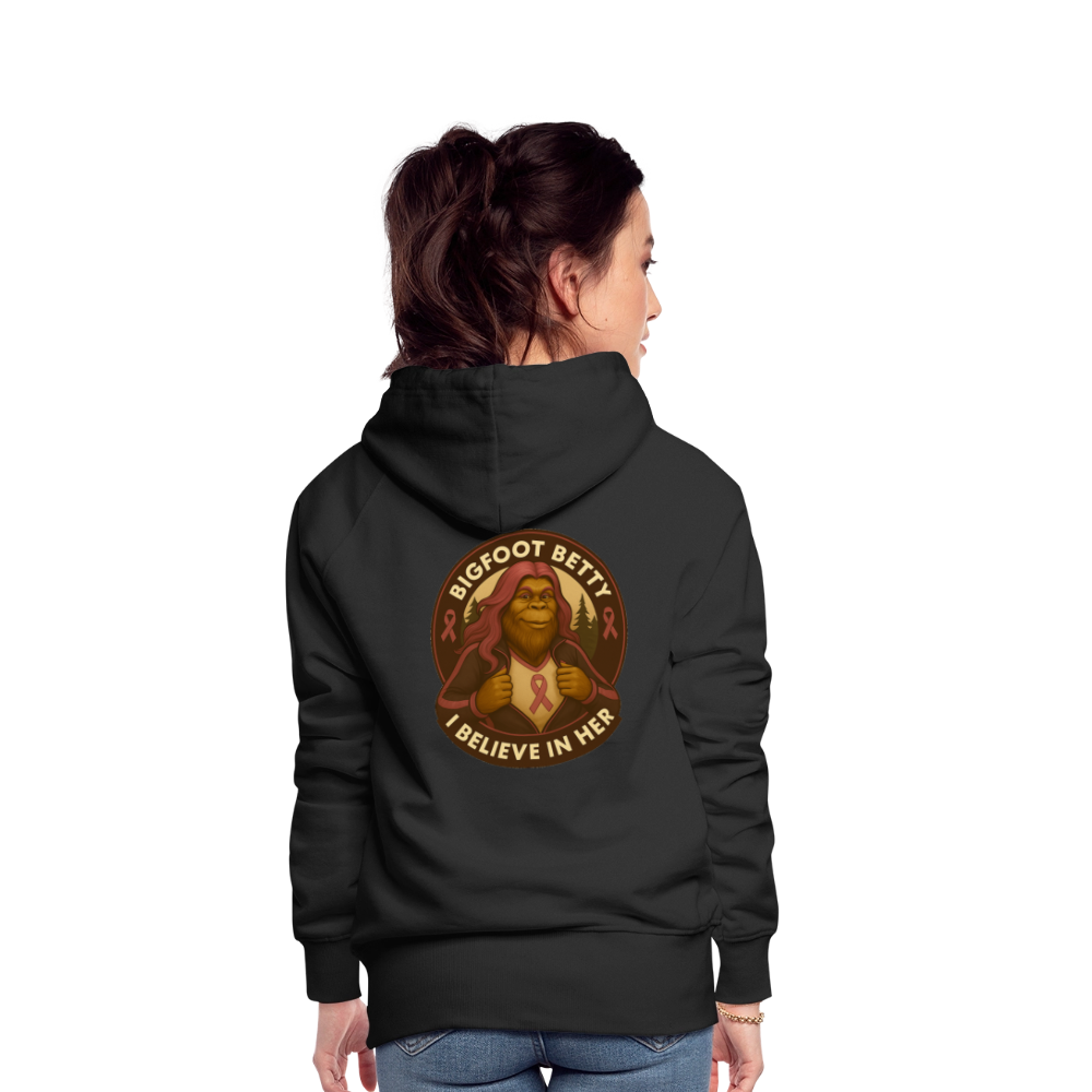 Women’s Premium Hoodie - I Believe In Her (F/B) (RETRO) PINK RIBBON - black
