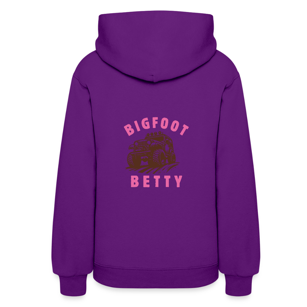 Women's Hoodie - BIGFOOT BETTY HEART - JEEP - PINK RIBBON - purple