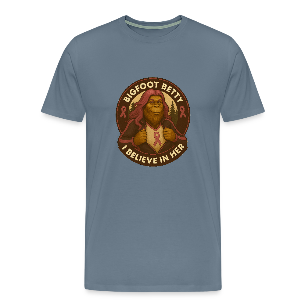 Men's Premium T-Shirt - I Believe In Her (RETRO) - steel blue