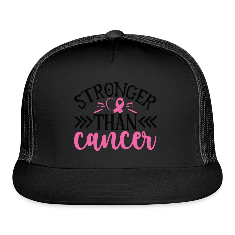 Stronger Than Cancer Trucker Hat - black/black