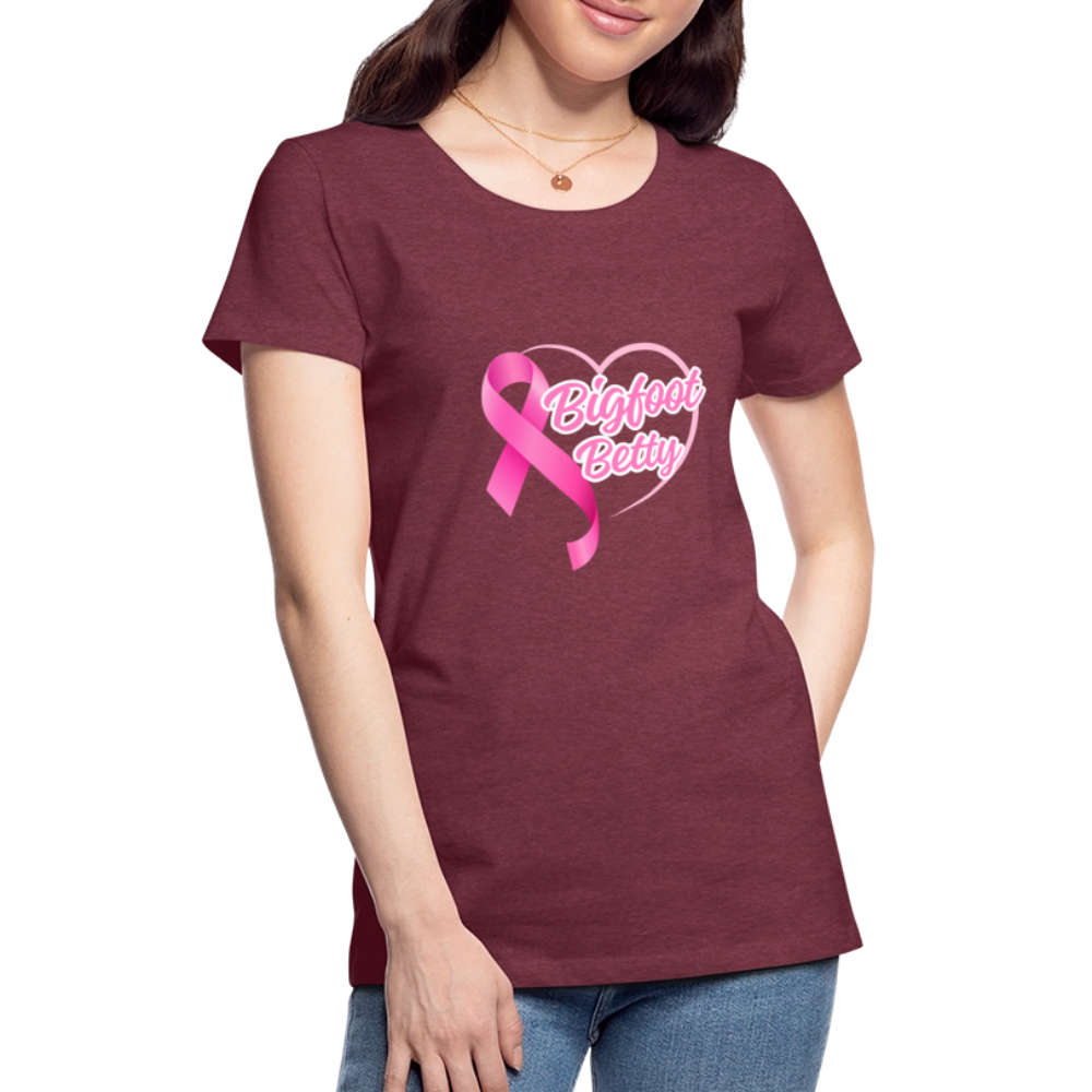 Women’s Premium T-Shirt - BFB Pink Ribbon - heather burgundy