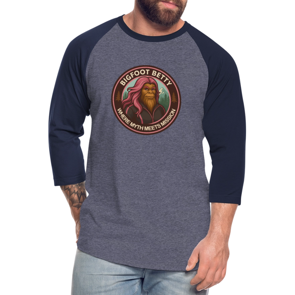 Baseball T-Shirt - Where Myth Meets Mission (RETRO) - heather blue/navy