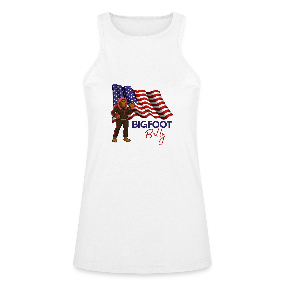 BFB July 4 - Waving Flag Women’s Racerneck Tank - white