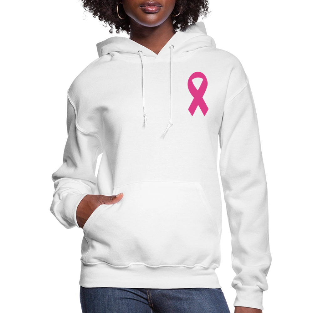 Women's Hoodie - Hope in Every Footprint (F/B) (RETRO) PINK RIBBON - white